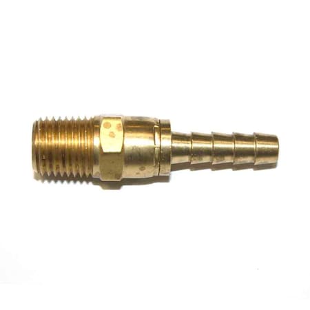 Interstate Pneumatics Brass Hose Fitting, Connector, 1/4 Inch Swivel Barb x 1/4 Inch Male NPT End FMS144